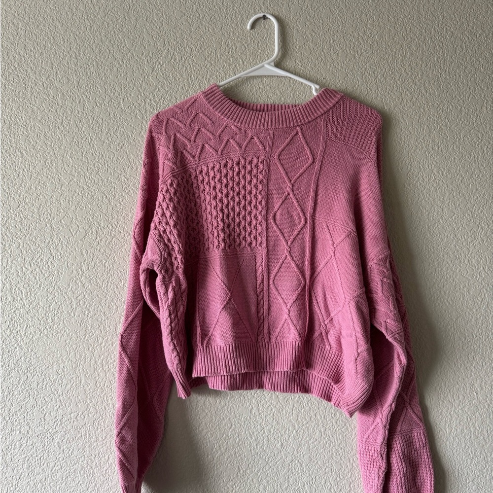 Pink Cable Knit Sweater